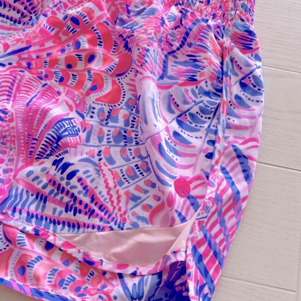 Lilly Pulitzer Athletic Shorts in Pink and Blue with Tropical Print - Picture 3 of 11